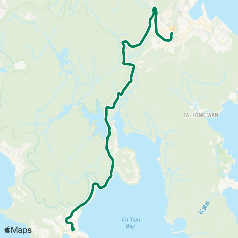Green Minibus Services Chai Wan Sta - Stanley Bch Rd (Short Working Service) map