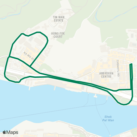 Green Minibus Services Tin Wan Estate - Aberdeen (Circular) map