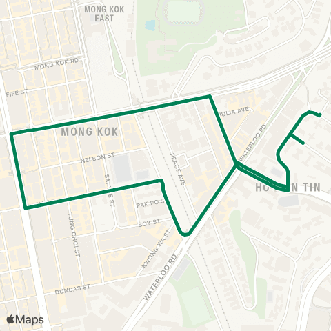 Green Minibus Services Waterloo Hill (Hok Yu Ln) - Mong Kok Sta (Circular) map