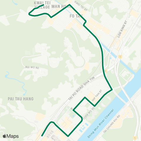 Green Minibus Services Sha Tin Station - Fo Tan Cottage Area map