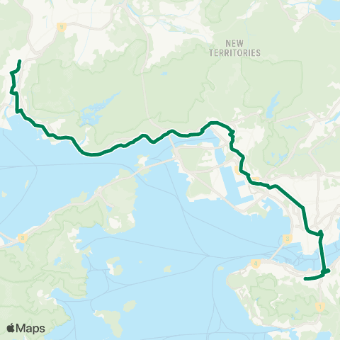 Green Minibus Services Tuen Mun Siu Hong Court - Wan Chai (Overnight Service) map