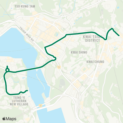 Green Minibus Services Tsing Yi Ferry Pier - Shek Yam map
