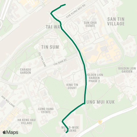 Green Minibus Services Worldwide Garden - Kowloon Tong (Suffolk Rd) Public Transport Interchange map