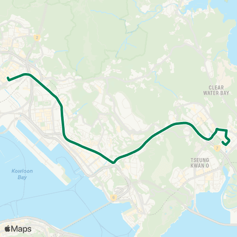 Green Minibus Services Hang Hau Sta Public Transport Interchange - San Po Kong (Overnight Route) map