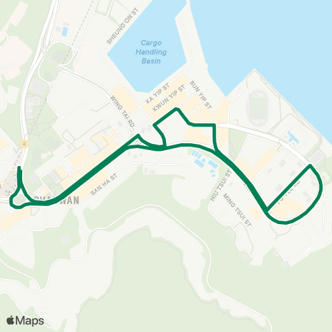 Green Minibus Services Chai Wan Sta - Siu Sai Wan Phase III (Circular) map