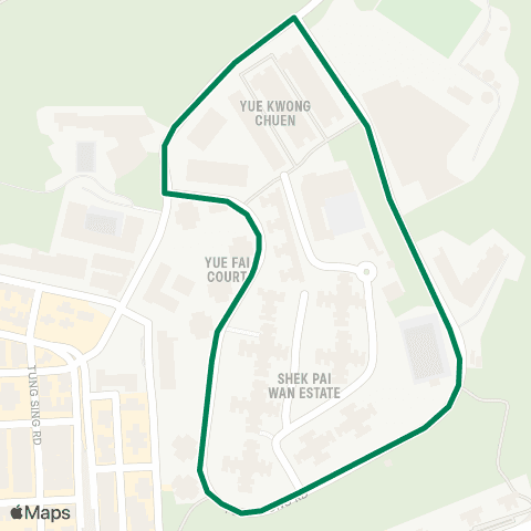 Green Minibus Services Shek Pai Wan - Aberdeen (Circular) map