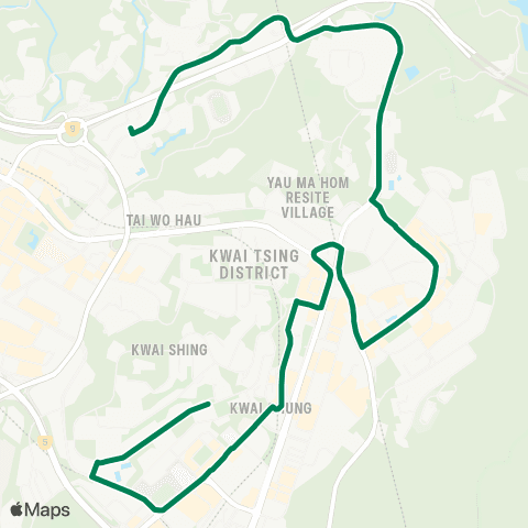 Green Minibus Services Shek Wai Kok - Kwai Shing map