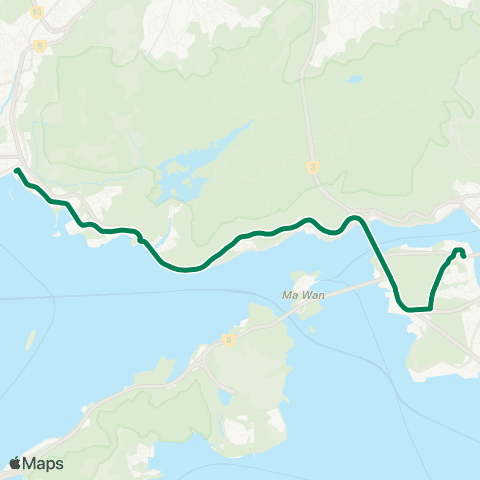 Green Minibus Services Tuen Mun (Hanford Garden) - Tsing Yi Sta map