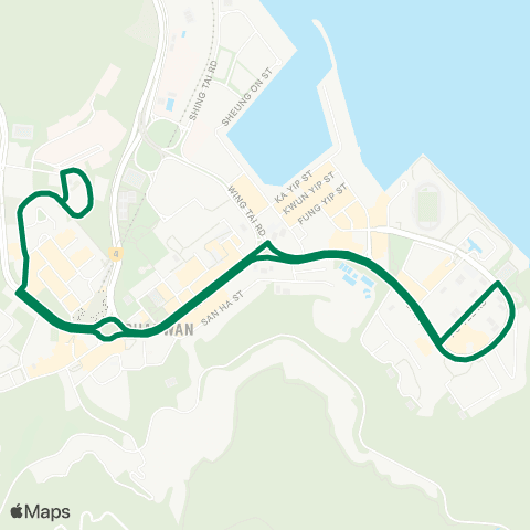 Green Minibus Services Pamela Youde Nethersole Eastern Hosp - Siu Sai Wan Estate (Shortworking Trips) map
