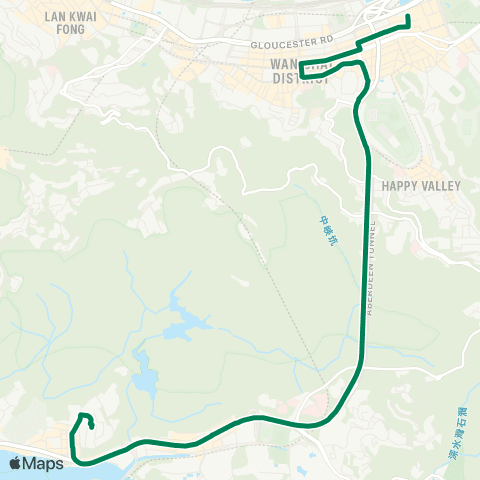 Green Minibus Services Aberdeen (Shek Pai Wan) - Causeway Bay (Cannon St) (Overnight Service) map