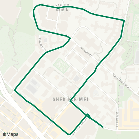 Green Minibus Services Upper Pak Tin Estate - Shek Kip Mei Sta (Circular) map