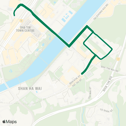 Green Minibus Services Sha Tin Sta (Pai Tau St) - Shui Chuen Au St (Circular) map
