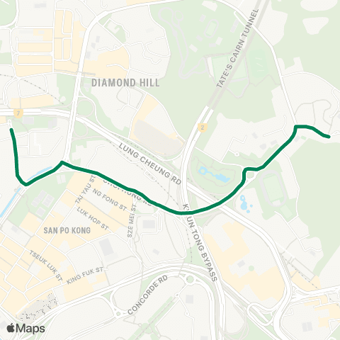 Green Minibus Services King Tung Street - Wong Tai Sin Station map