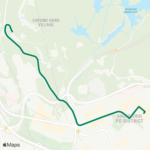 Green Minibus Services Wonderland Villas - Cheung Sha Wan (Cheung Fat St) map