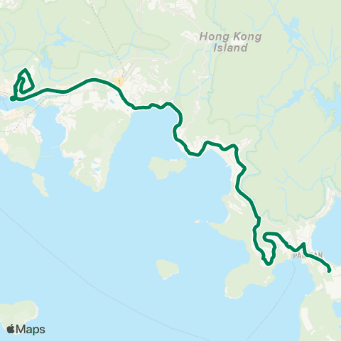 Green Minibus Services Aberdeen (Yue Fai Road) - Stanley Prison map