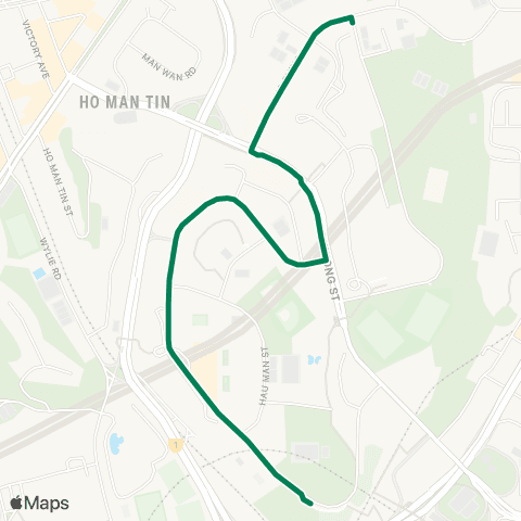 Green Minibus Services Ho Man Tin (Sheung Wo St) - Ho Man Tin Sta map