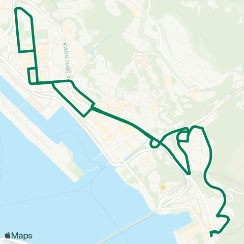 Green Minibus Services Tsuen Wan (Ham Tin St) - Kwai Shing (Shing Fong St) map