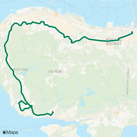 Green Minibus Services Tin Wan Estate - Causeway Bay (Jaffe Rd) (Overnight Service Departure) map