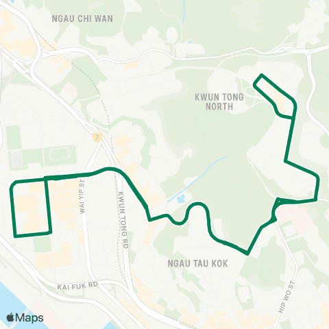 Green Minibus Services Shun Lee - Kowloon Bay (Circular) map