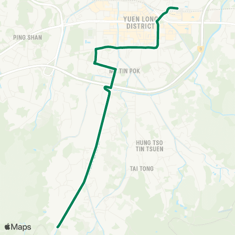 Green Minibus Services Kung Um - Yuen Long (Fung Cheung Road) map
