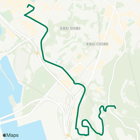 Green Minibus Services Wonderland Villas - Tsuen Wan (Ham Tin St) (Supplementary Service Route) map
