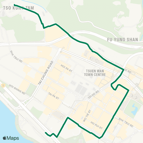 Green Minibus Services Tsuen Wan Ctr - Hoi Kwai Rd Public Transport Interchange map