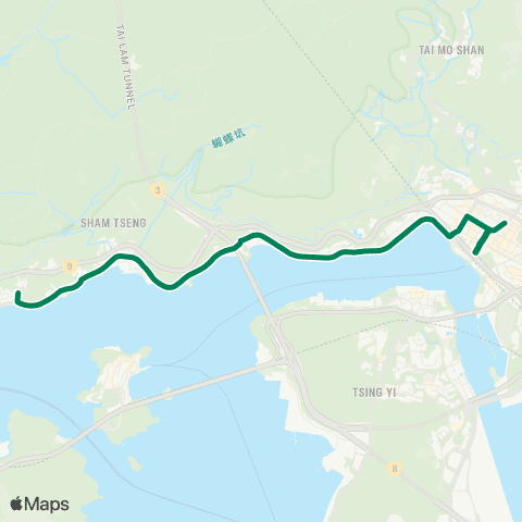 Green Minibus Services Tsuen Wan (Hoi Pa St) - Tsing Lung Tau map