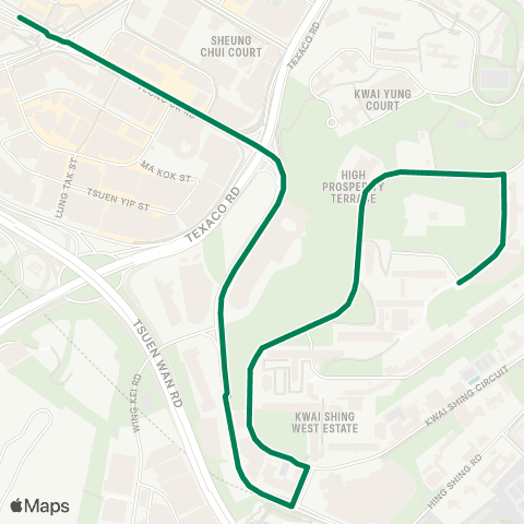 Green Minibus Services Tsuen Wan (Ho Pui St) - High Prosperity Ter (Circular) (Special Short Working Service) map