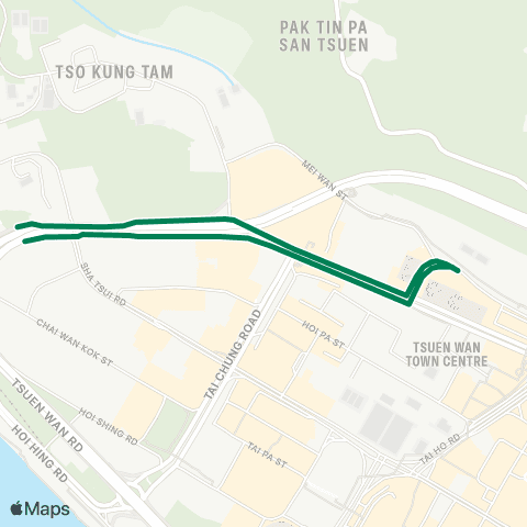 Green Minibus Services Tsuen Tak Gardens - Tsuen Wan Sta (Circular) map
