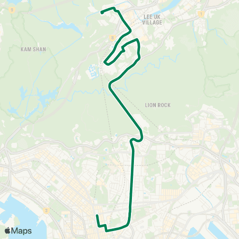 Green Minibus Services Mei Tin Estate Public Transport Interchange - Mong Kok (Overnight Departure) map