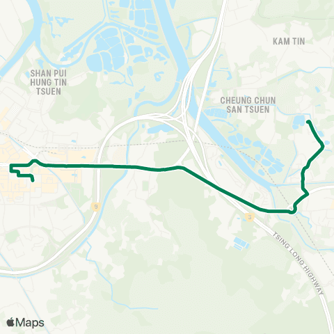 Green Minibus Services Yuen Long (Fung Cheung Rd) - Pak Wai Tsuen map