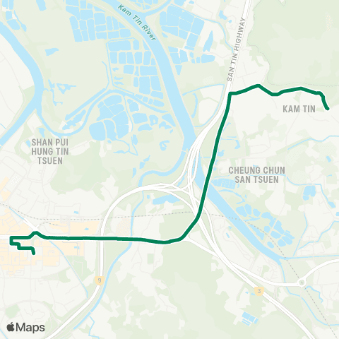 Green Minibus Services Yuen Long (Fung Cheung Rd) - Fung Kat Heung map