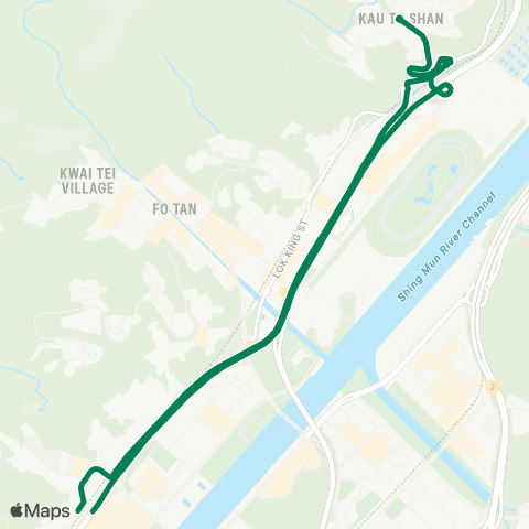 Green Minibus Services Sha Tin Station - Kau to (Circular) map