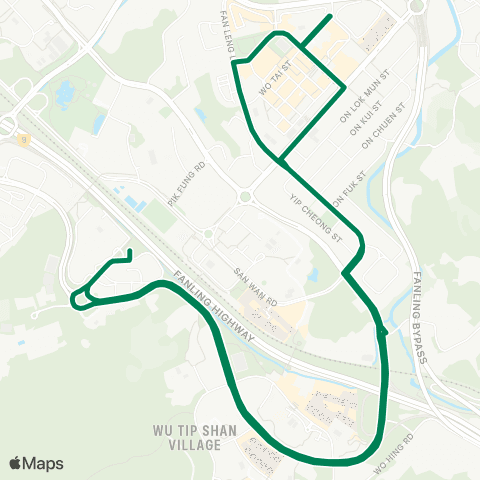 Green Minibus Services Chi Fuk Circuit - Luen Wo Hui (Circular) map