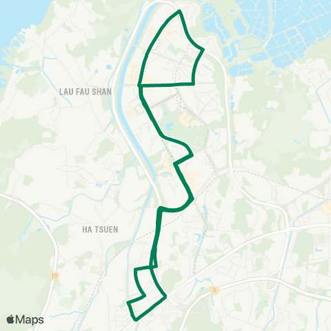 Green Minibus Services Hung Shui Kiu (Hung Yuen Rd) - Tin Shui Wai N (Wetland Pk Rd) (via Tin Shui Wai Hosp) (Circular) map