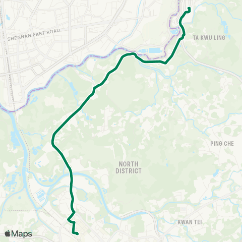 Green Minibus Services Sheung Shui Sta - Heung Yuen Wai Boundary Control Point map
