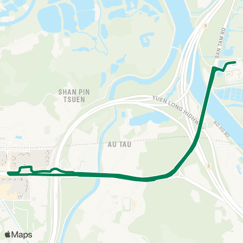 Green Minibus Services Pk Yoho Transport Terminus - Yuen Long Sta (Long Ming St) (Circular) map