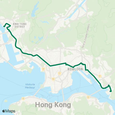 Kowloon Motor Bus Tsuen Wan West Station - Yau Tong map