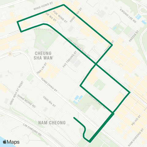 Green Minibus Services Sham Shui Po (Fu Cheong Estate) - Cheung Sha Wan (Castle Peak Rd) (Circular) (Supplementary Service Route) map