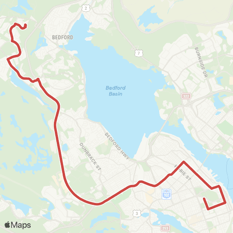 Halifax Transit West Bedford Express map