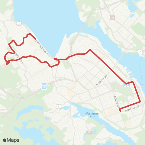 Halifax Transit Flamingo Express map