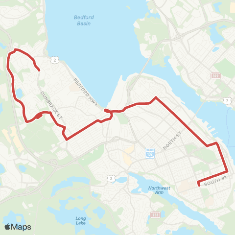 Halifax Transit Parkland Express map