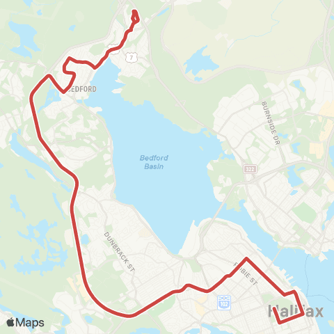 Halifax Transit Basinview Express map