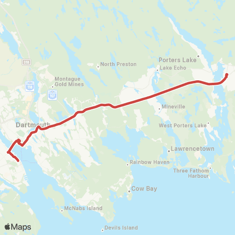 Halifax Transit Porters Lake Regional Express map
