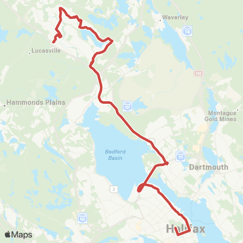 Halifax Transit First Lake Express map