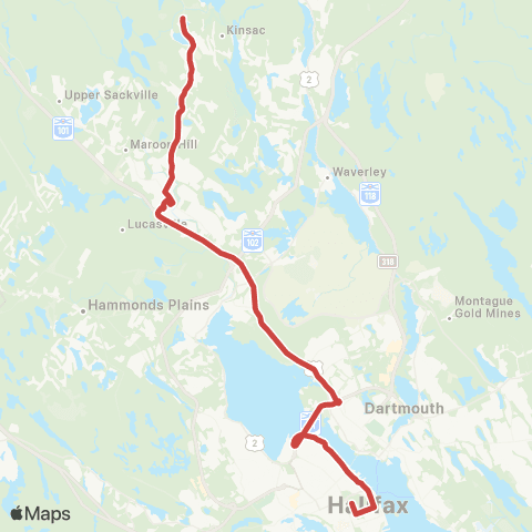 Halifax Transit Beaver Bank Express map