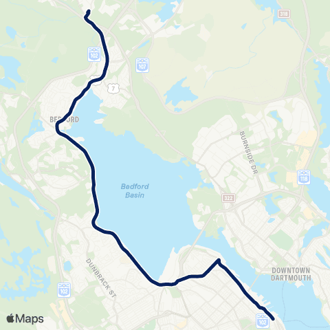 Halifax Transit Bedford Highway map