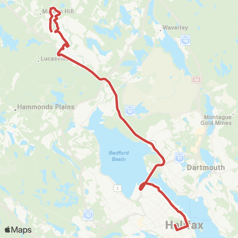 Halifax Transit Millwood Express map