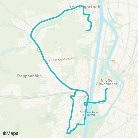  Heilbronner · Hohenloher · Haller Nahverkehr GmbH Neckargartach - Frankenbach - Böckingen - Hbf / Willy-Brand-Platz map