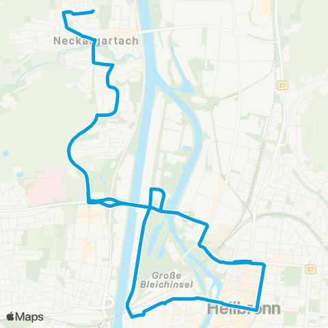  Heilbronner · Hohenloher · Haller Nahverkehr GmbH Neckargartach Im Falter - Sachsenäcker - Harmonie - HBF - Zukunftspark - Sachsenäcker - Neckargartach Im Falter map